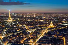 View of the Eiffel Tower and Les Invalides, two landmarks of the 7th arrondissement