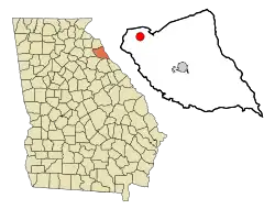 Location in Elbert County and the state of Georgia