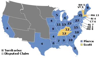 Electoral map, 1852 election