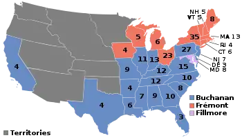 Map showing results of the 1856 election