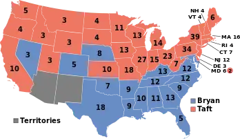 Electoral map, 1908 election