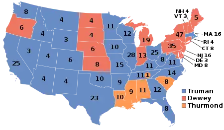 Electoral map, 1948 election