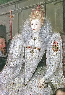 Detail of Robert Peake the Elder's procession portrait of Elizabeth I; c. 1601.