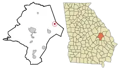 Location in Emanuel County and the state of Georgia