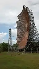 Point-to-point radio dish (retired) at Embratel facility, facing west across the Baia de Marajó