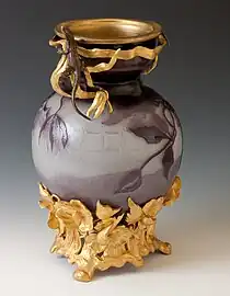 Coloured glass vase with coating decoration (1900), National Museum in Kraków