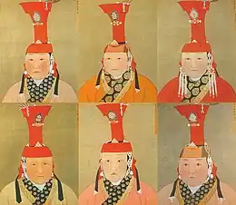 Yuan dynasty empresses wearing gugu hat.