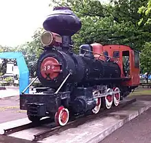 Engine of the Panay Railways on display in the Iloilo City Proper's plaza, Plaza Libertad (formerly Plaza Alfonso XII).