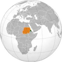 Map indicating locations of Eritrea and Sudan