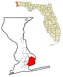 Location in Escambia County and the state of Florida