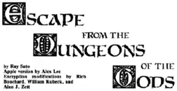 Title block for Escape from the Dungeons of the Gods from Best of SoftSide.