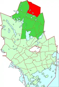 Location of Lahnus within Espoo