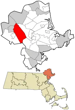 Location in Essex County and the state of Massachusetts.