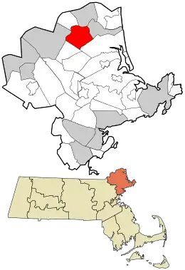 Location in Essex County and the state of Massachusetts.