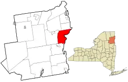 Location in Essex County and the state of New York