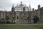 Gates, gatepiers, and railings to south of the Etwall Almshouses