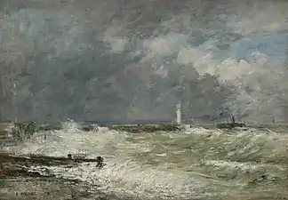 Eugène Boudin, Entrée des jetées du Havre par gros temps (1895)