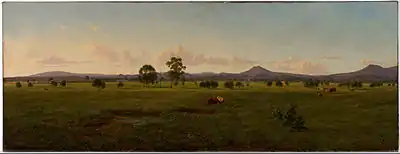 View of the Gippsland Alps, from Bushy Park on the River Avon