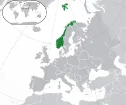 Map showing Norway in Europe