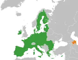 Map indicating locations of European Union and Azerbaijan