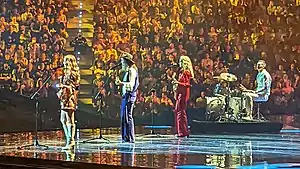 Systur performing at the first semi-final of the Eurovision Song Contest 2022 in May 2022