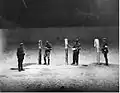 Execution chamber inspected by a Parisian policeman and members of the FFI after the liberation.