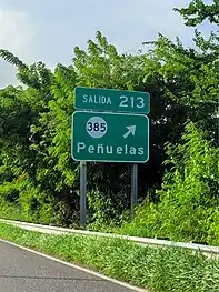 PR-2 west at exit 213 to PR-385 in Tallaboa Saliente barrio