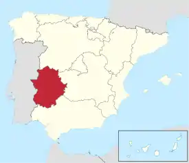 Map of Extremadura