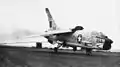 An F-8 Crusader of VF-11 catches the wire aboard Roosevelt in 1962.