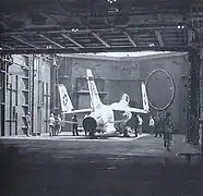 F-8H in an elevator