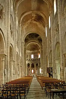 The Church of Saint-Etienne Nevers shows three stages of the nave: arcade, gallery and clerestorey.