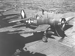 F4U-1D of VF-5 on Franklin in 1945