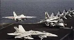 An S-3B Viking from VS-38 taking off in 2001 off the USS Constellation CV-64.