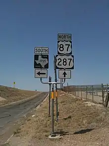 US 287 is concurrent with US 87 between Amarillo and Dumas.