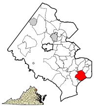 Location of Mount Vernon in Fairfax County, Virginia