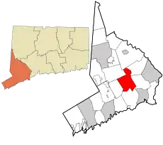 Easton's location within Fairfield County and Connecticut