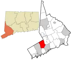 New Canaan's location within Fairfield County and Connecticut