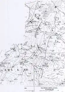 Detail of Falls Map 9 shows the British Empire attacks from 12 to 14 November in particular the 13 November's attack by the infantry