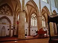 The mihrab of the Lala Mustafa Pasha Mosque of Famagusta is located on a side chapel