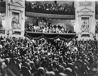 interior of a large hall with a huge crowd