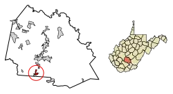 Location of Mount Hope in Fayette County, West Virginia.