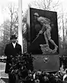 Felix de Weldon at the Marine Memorial dedication at Belleau Wood.