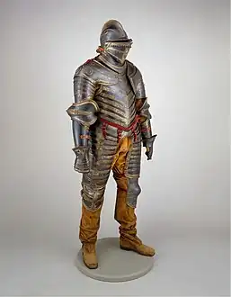 This c.1544 suit of cuirassier armor belonging to Henry VIII includes a pair of low-heeled cavalier boots