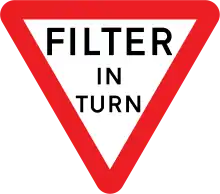 A Filter in turn in the Channel Islands, which indicates that traffic from different approaches has alternating priority at the junction.