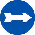 Direction to be followed (turn right only) (1937–1957)