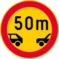 Minimum distance between power driven vehicles  (formerly used )