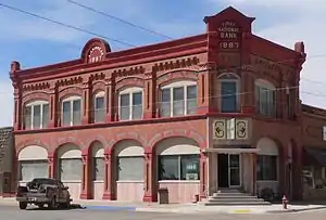 First National Bank building, listed in the National Register of Historic Places