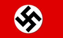 Flag of Nazi Germany from 1935 to 1945. This flag was used by the Nazi Party and is now banned in many European countries, including Germany and Austria. The flag is used today by neo-Nazis. It is based on the colours of the flag of the German Empire.