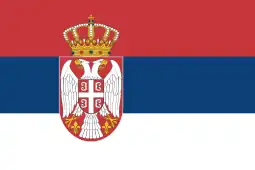 Flag of Serbia (charged horizontal tricolour triband)