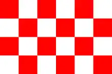 The Bemba flag, with alternating red and white squares